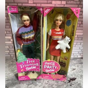 2 Special Edition Vintage Mattel Barbie Dolls Tree Trimming/Coca Cola Barbie